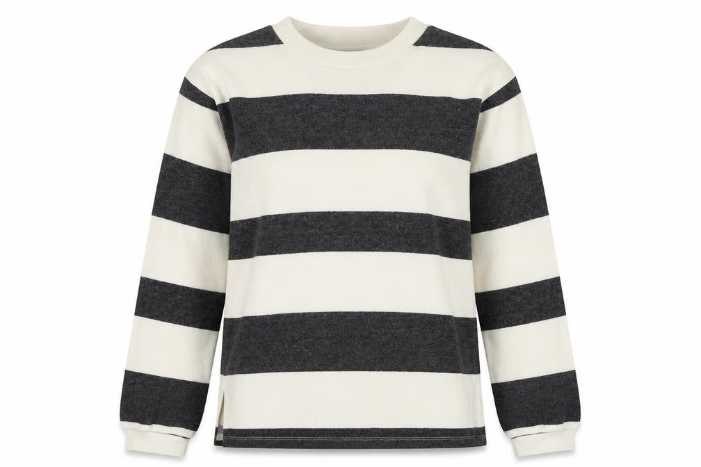 F&F Womens White Striped Polyester Pullover Sweatshirt Size XS Pullover