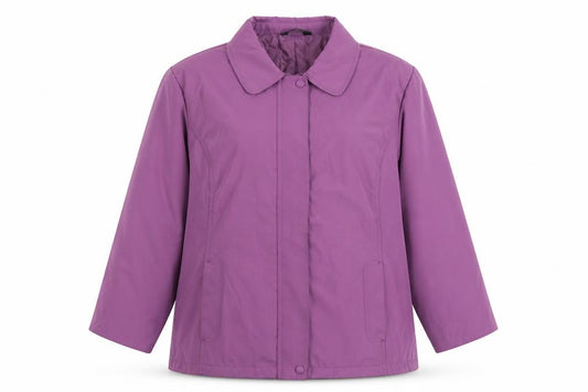 Front view of Bonmarché women’s purple jacket, size L, zip