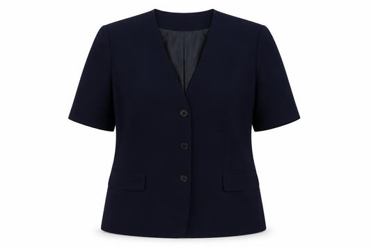 Front view of Debenhams women’s blue jacket blazer, size UK 14, button