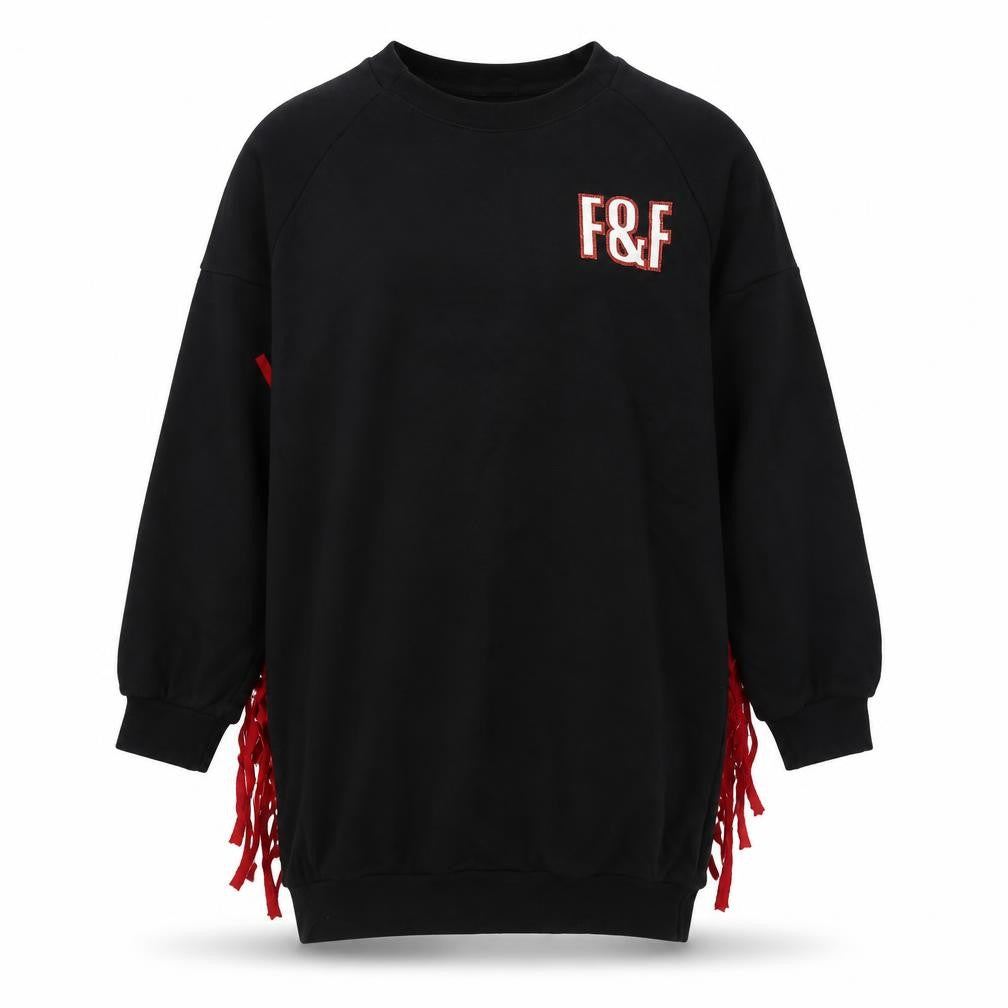 Front view of Fun & Fun women’s black cotton pullover sweatshirt, size UK 8, pullover