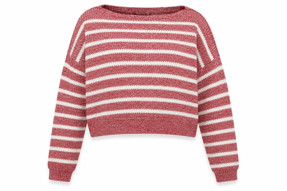 TALLY WEiJL Womens Red Round Neck Striped Acrylic Pullover Jumper Size M