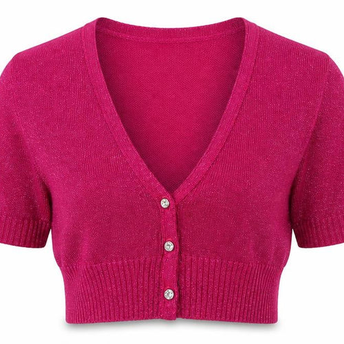 Select Womens Pink V-Neck Acrylic Cardigan Jumper Size 12