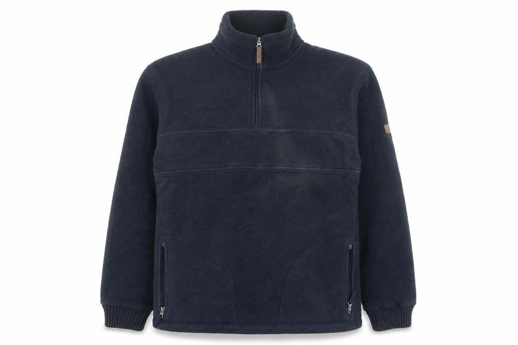 Front view of Bonmarché men’s blue jacket, size L, zip