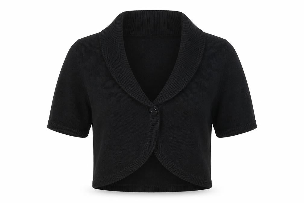 Precis Womens Black V-Neck Cotton Cardigan Jumper Size M