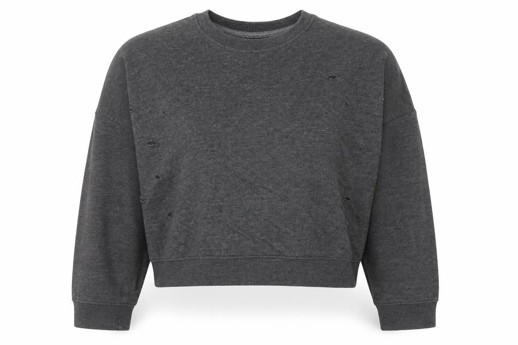 Front view of New Look women’s grey polyester pullover sweatshirt, size UK 16