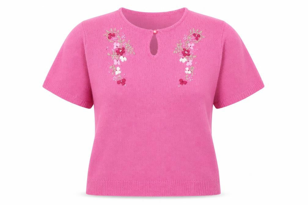 EWM Womens Pink Round Neck Acrylic Pullover Jumper Size 14