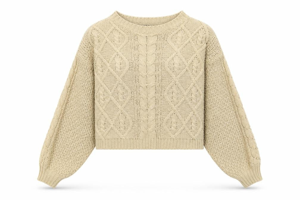 Front view of SHEIN women’s brown round neck acrylic jumper, size L