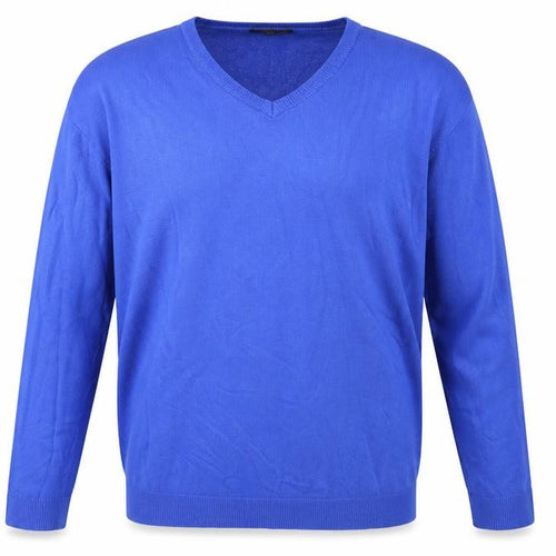 Kingston Mens Blue V-Neck Acrylic Pullover Jumper Size XL