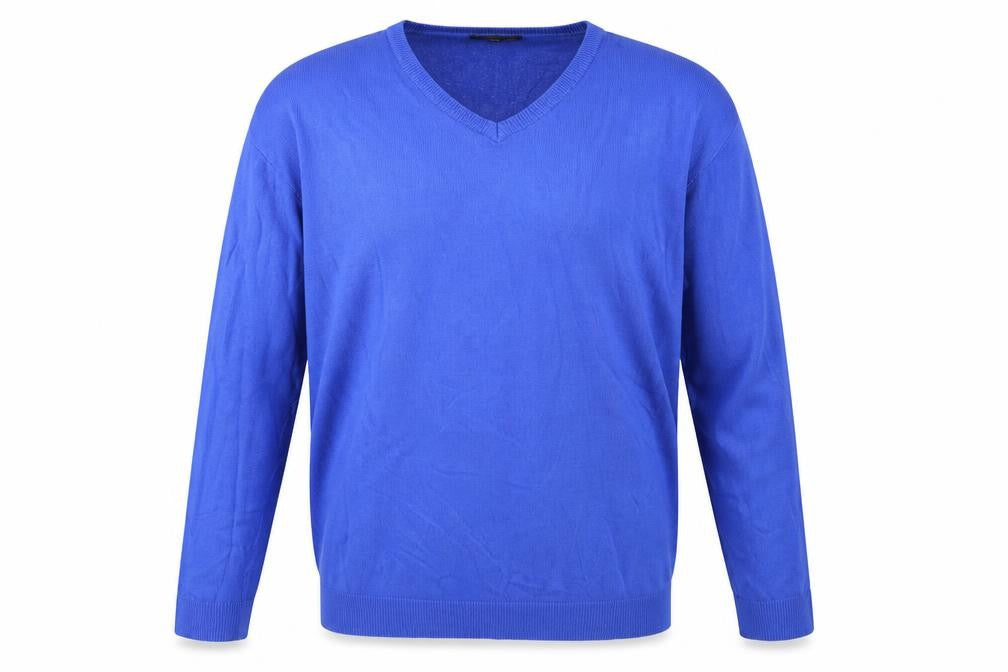 Kingston Mens Blue V-Neck Acrylic Pullover Jumper Size XL