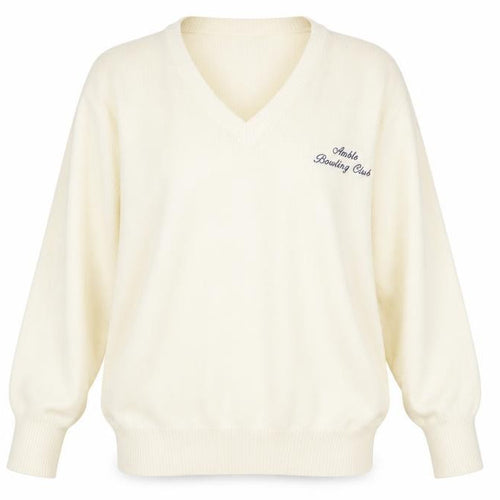 Balmoral Womens Ivory V-Neck Acrylic Pullover Jumper Size L