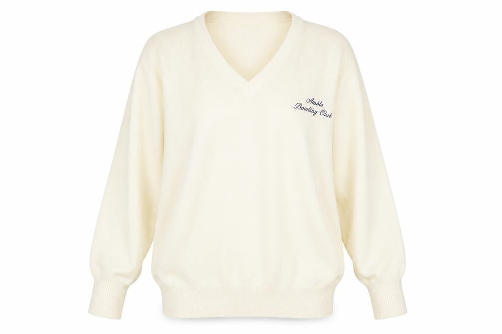 Balmoral Womens Ivory V-Neck Acrylic Pullover Jumper Size L