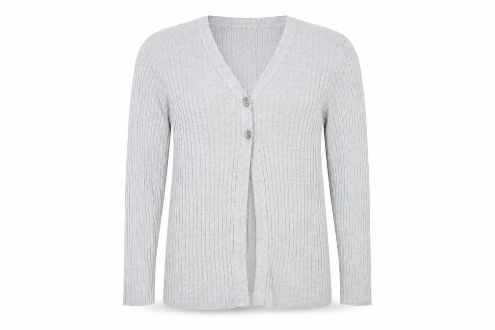 Mackays Womens Silver V-Neck Viscose Cardigan Jumper Size 18