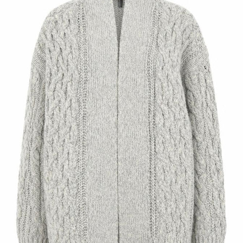 EDITION Womens Grey V-Neck Cotton Cardigan Jumper Size XS