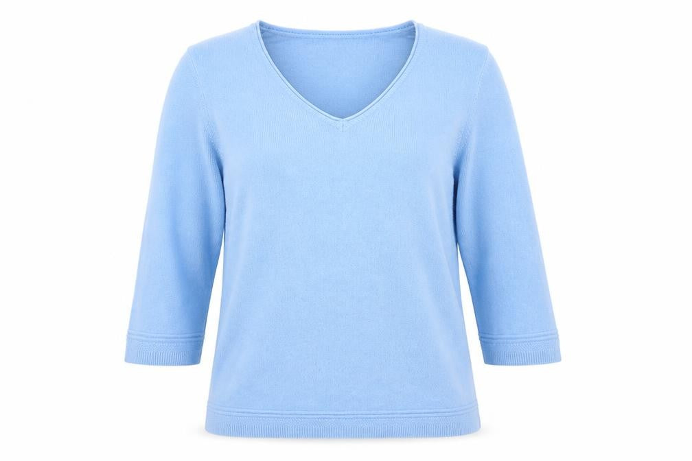 First Avenue Womens Blue V-Neck Acrylic Pullover Jumper Size L