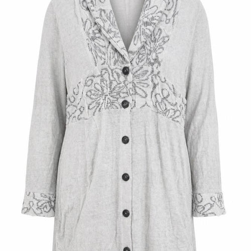 Ella Moda Womens Grey V-Neck Geometric Acrylic Cardigan Jumper Size L