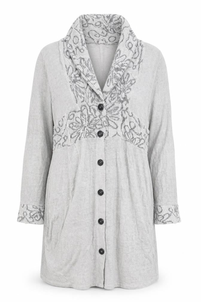Ella Moda Womens Grey V-Neck Geometric Acrylic Cardigan Jumper Size L
