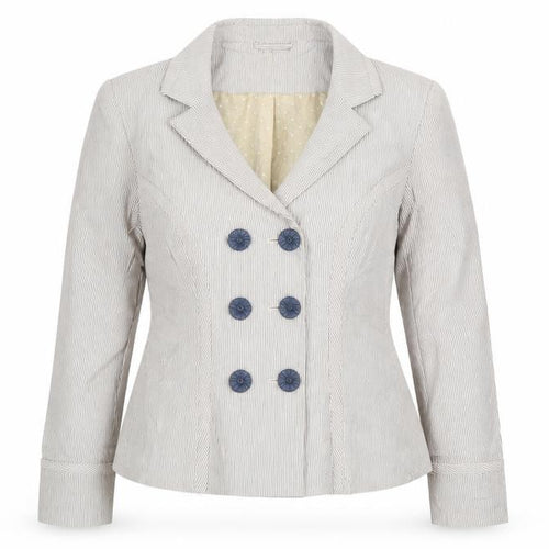 Papaya Womens Beige Striped Cotton Jacket Suit Jacket Size 14