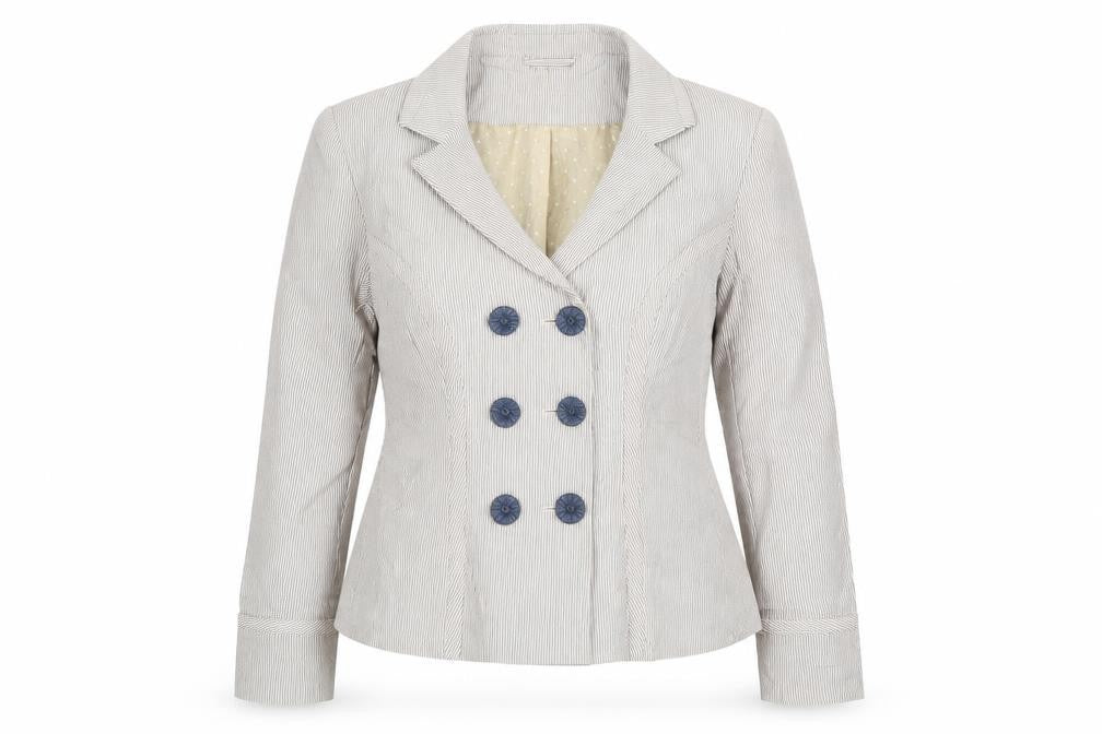 Papaya Womens Beige Striped Cotton Jacket Suit Jacket Size 14