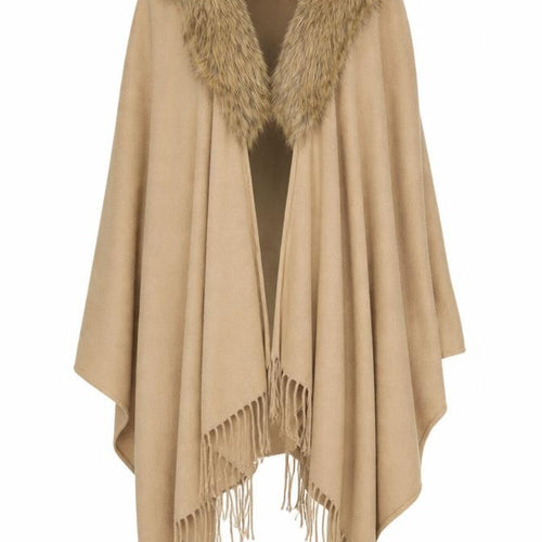 Preworn Womens Brown V-Neck Acrylic Cape Jumper One Size