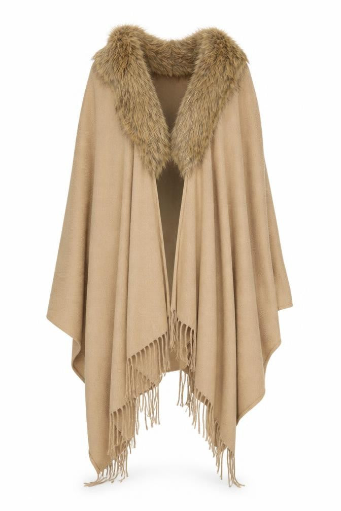 Preworn Womens Brown V-Neck Acrylic Cape Jumper One Size