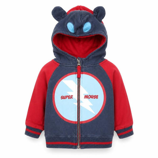 Front view of Pumpkin Patch boys’ multicoloured 100% cotton full zip jumper, size 3-6, months zip