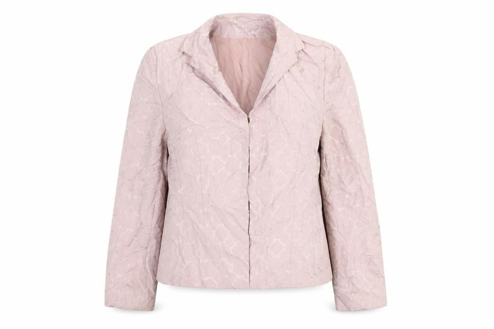 Front view of Canvas women’s pink geometric jacket blazer, size UK 14
