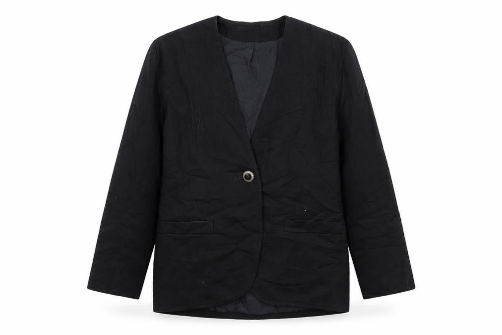 Front view of House of Fraser women’s black jacket blazer, size UK 10
