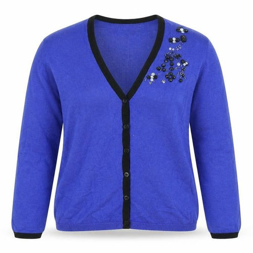 Alba Moda Womens Blue V-Neck Viscose Cardigan Jumper Size 12