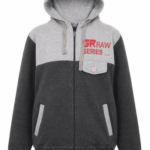GR. Raw Womens Grey Cotton Full Zip Hoodie Size S