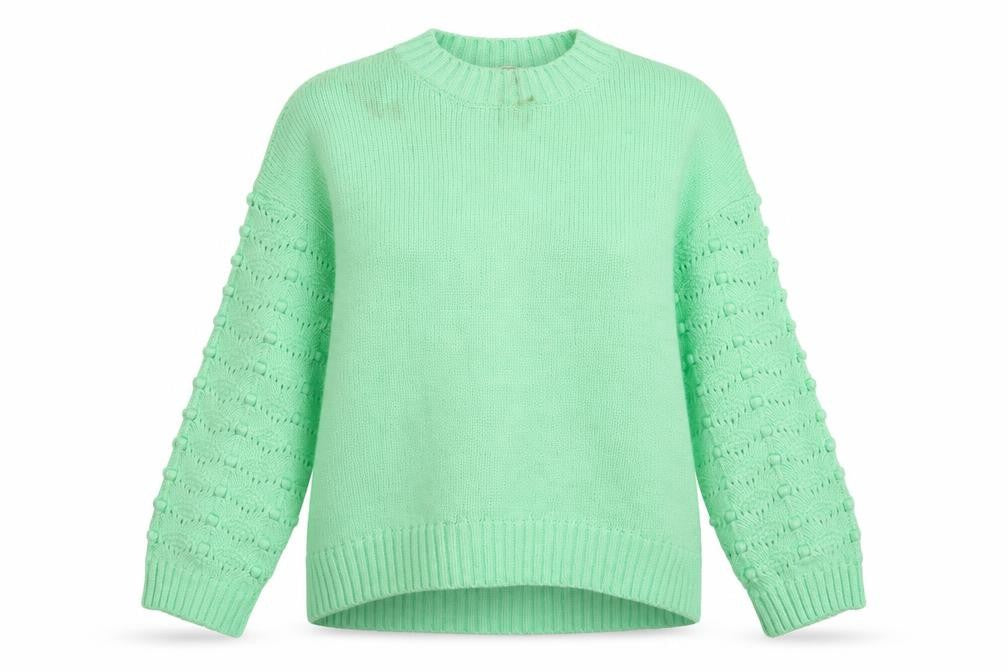 Front view of George women’s green round neck acrylic jumper, size L