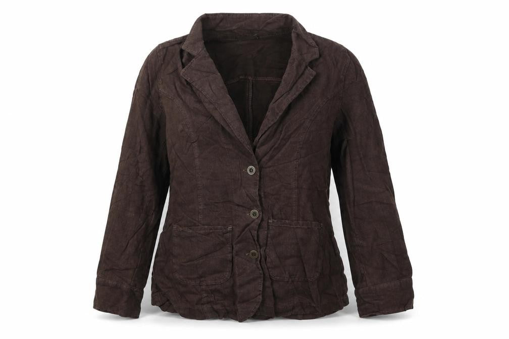Front view of Classics women’s brown cotton jacket suit jacket, size UK 12