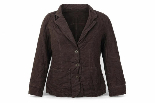 Front view of Classics women’s brown cotton jacket suit jacket, size UK 12