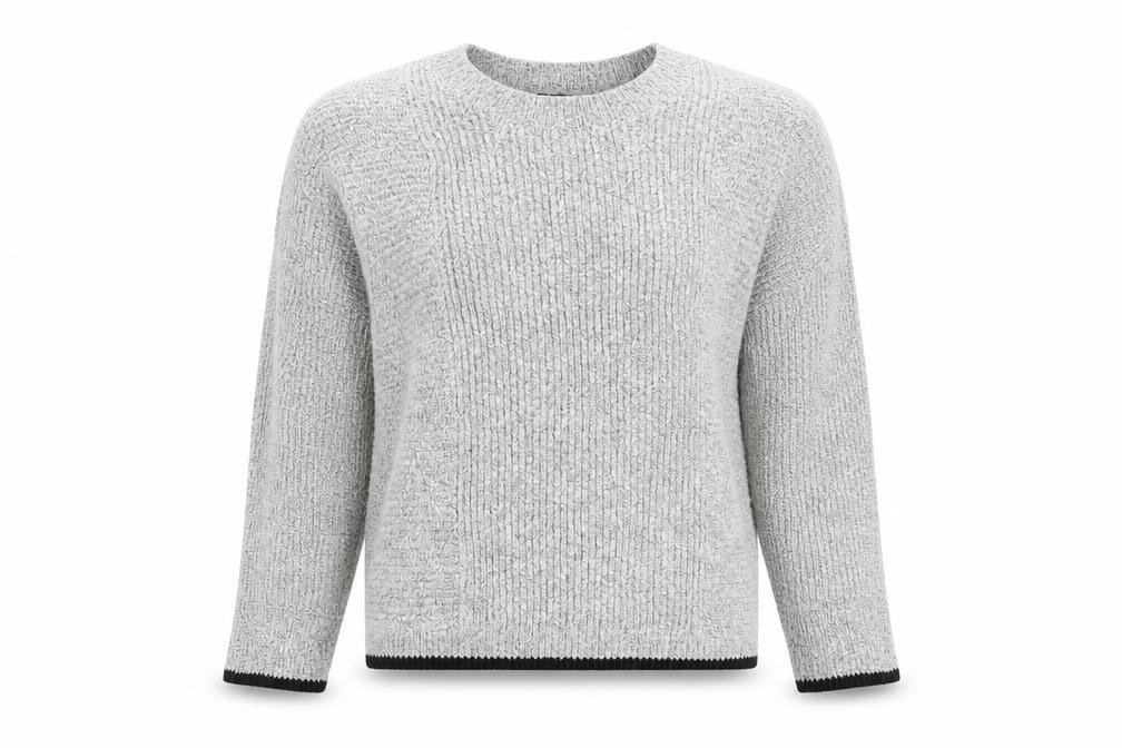 Front view of Topshop women’s white round neck cotton jumper, size UK 8