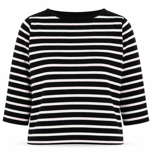 BHS Womens Black Round Neck Striped Acrylic Pullover Jumper Size 18