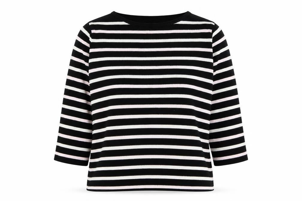 BHS Womens Black Round Neck Striped Acrylic Pullover Jumper Size 18