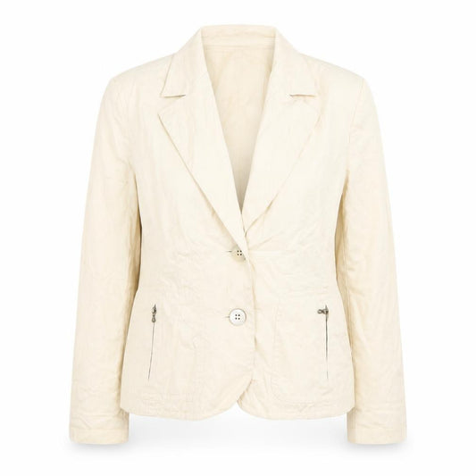 Front view of Laure! women’s yellow jacket blazer, size UK 10, button