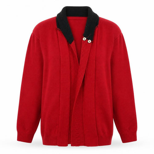 Vivi London Womens Red V-Neck Acrylic Cardigan Jumper Size L