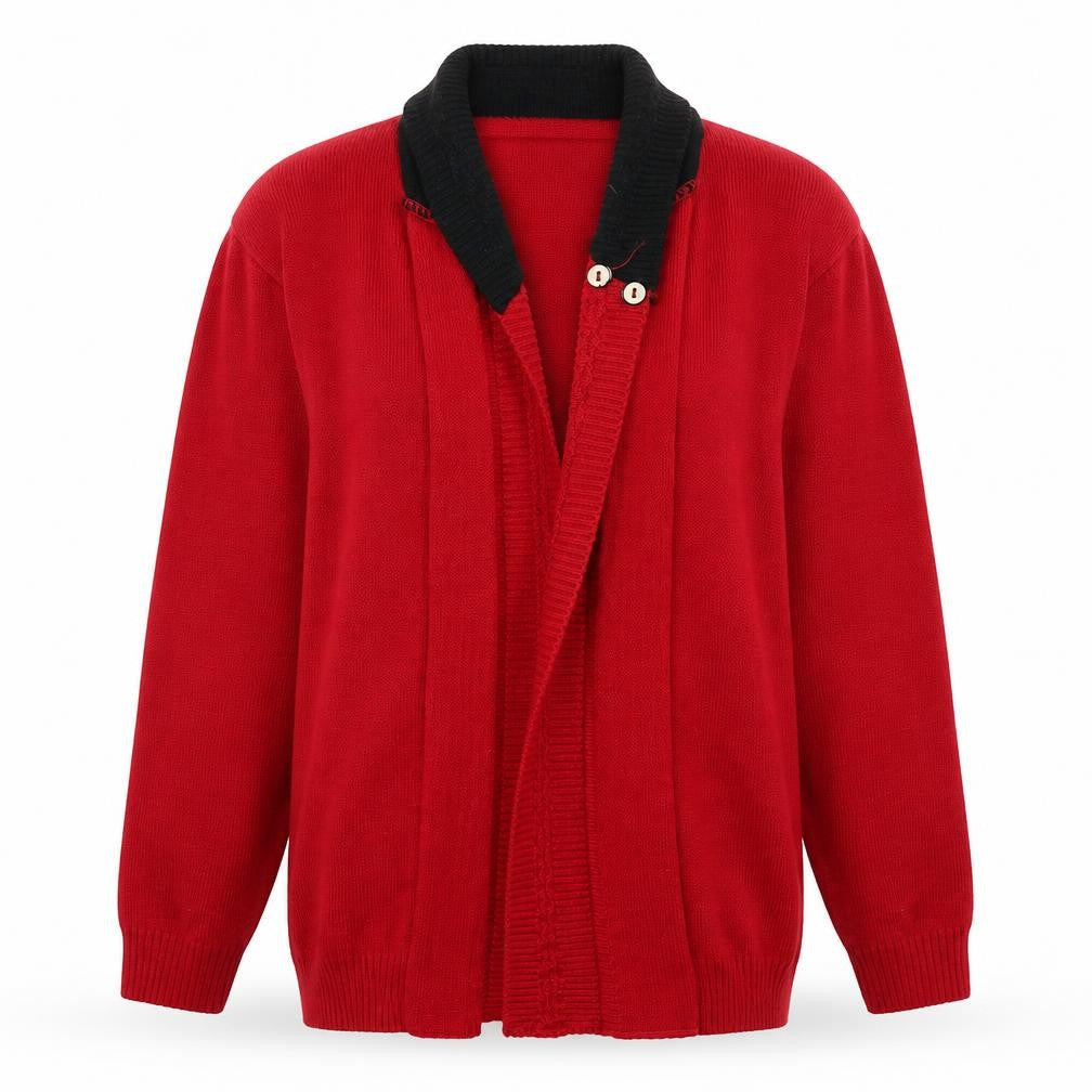 Vivi London Womens Red V-Neck Acrylic Cardigan Jumper Size L
