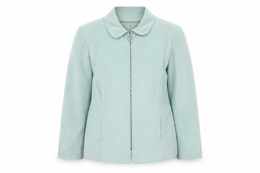 Front view of Classics women’s green jacket, size UK 20