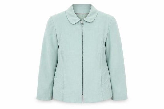 Front view of Classics women’s green jacket, size UK 20