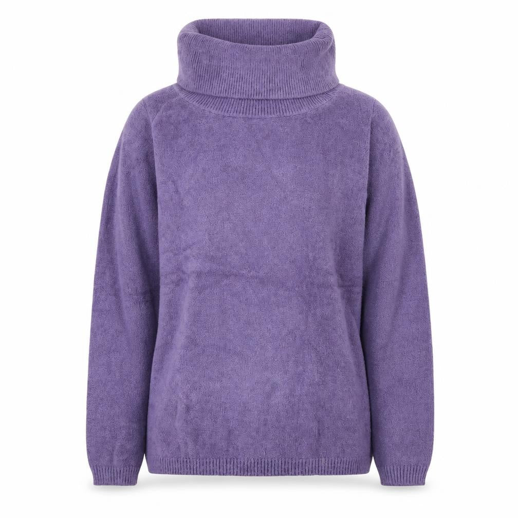 Classic Womens Purple Roll Neck Polyester Pullover Jumper Size M