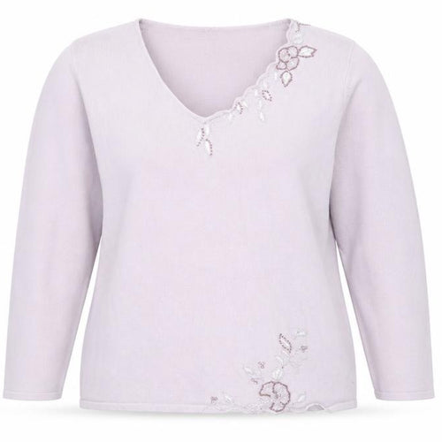 Joanna Hope Womens Purple V-Neck Ramie Pullover Jumper Size 18