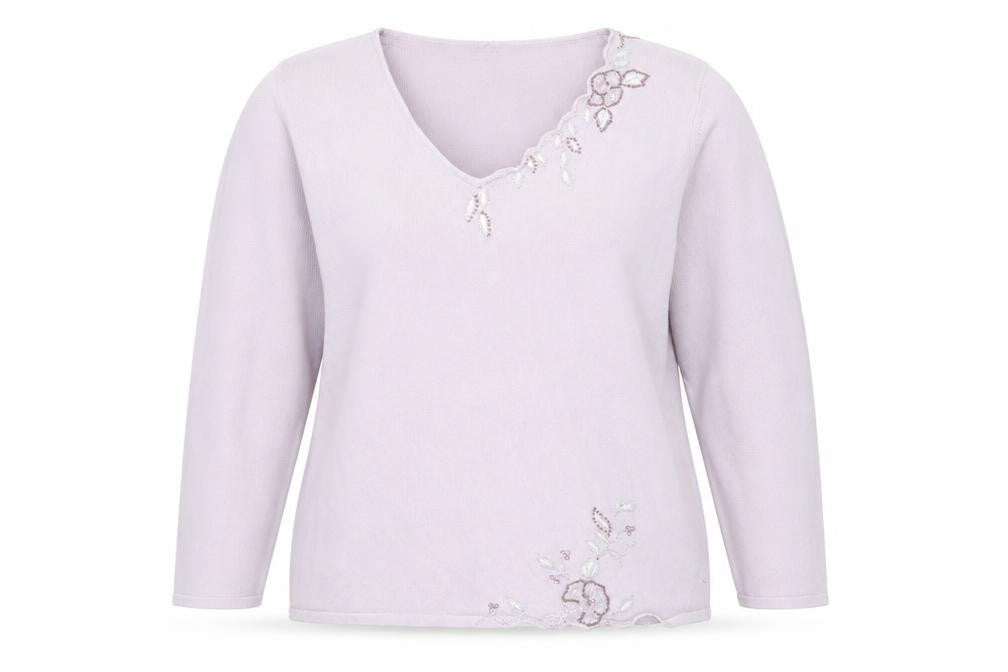 Joanna Hope Womens Purple V-Neck Ramie Pullover Jumper Size 18