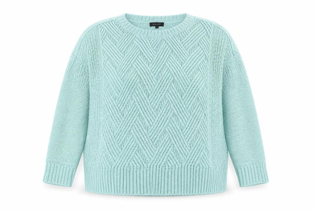 New Look Womens Blue Round Neck Acrylic Henley Jumper Size 12
