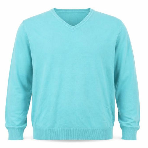 George Mens Blue V-Neck Acrylic Henley Jumper Size XL