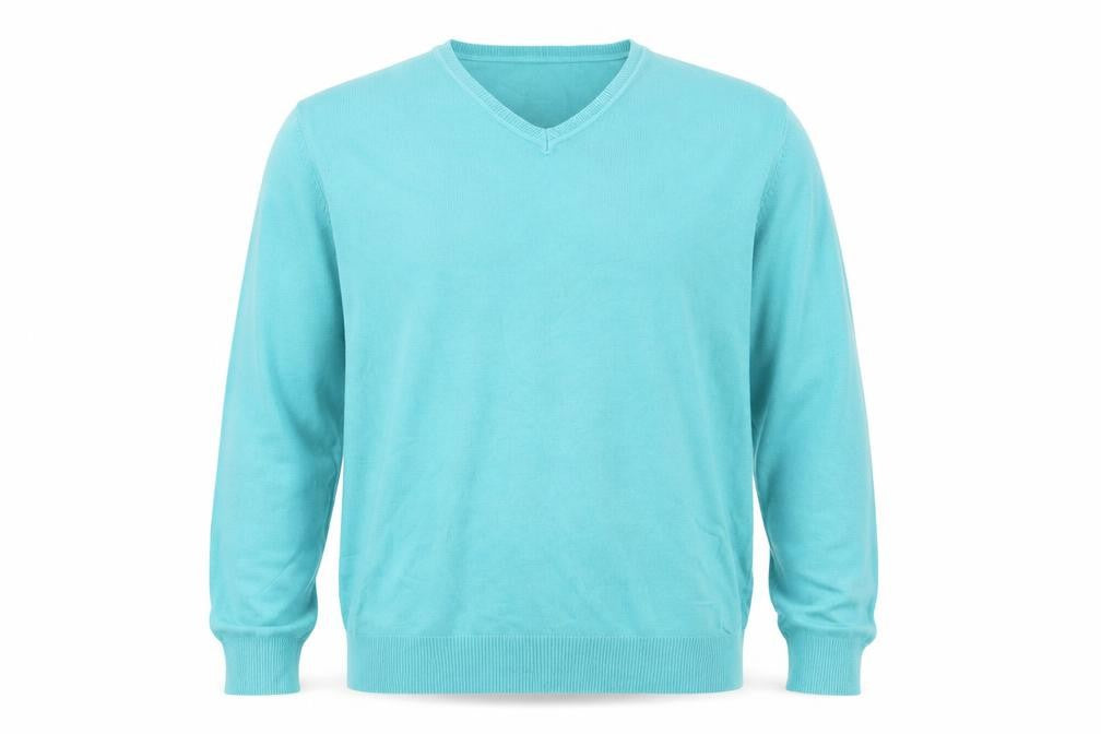 George Mens Blue V-Neck Acrylic Henley Jumper Size XL