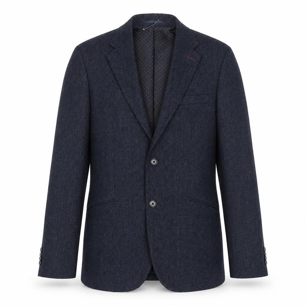 Front view of Debenhams men’s blue polyester jacket suit jacket, size M
