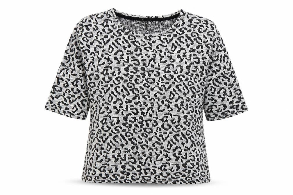 Originals Womens Black Animal Print Polyester Basic T-Shirt Size M Boat Neck