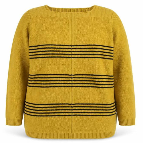 Preworn Womens Yellow Boat Neck Striped Acrylic Pullover Jumper Size L
