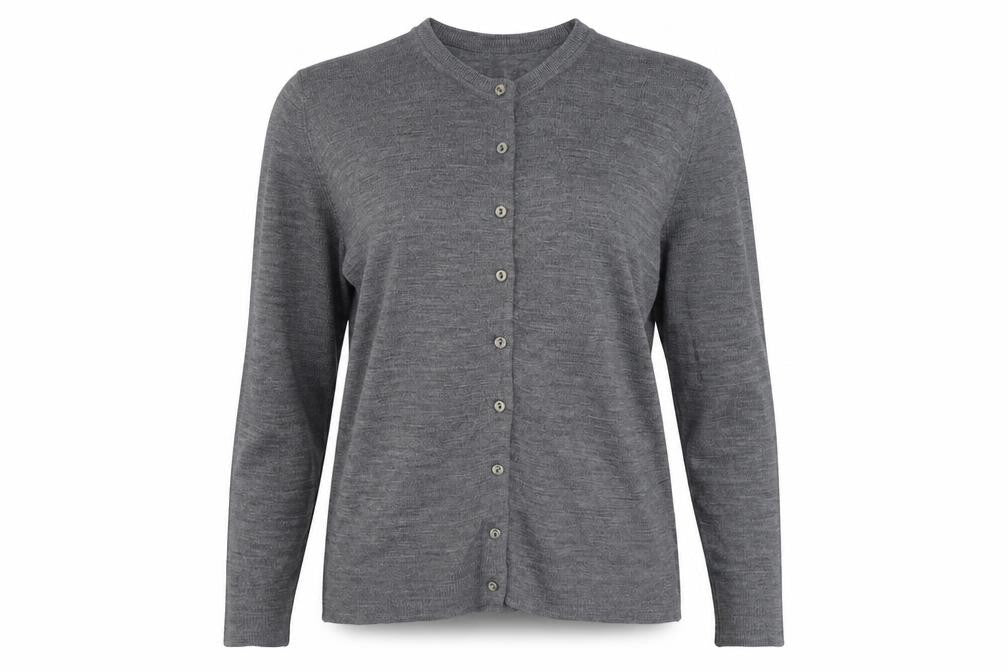Berkrtex Womens Grey Round Neck Acrylic Cardigan Jumper Size 12
